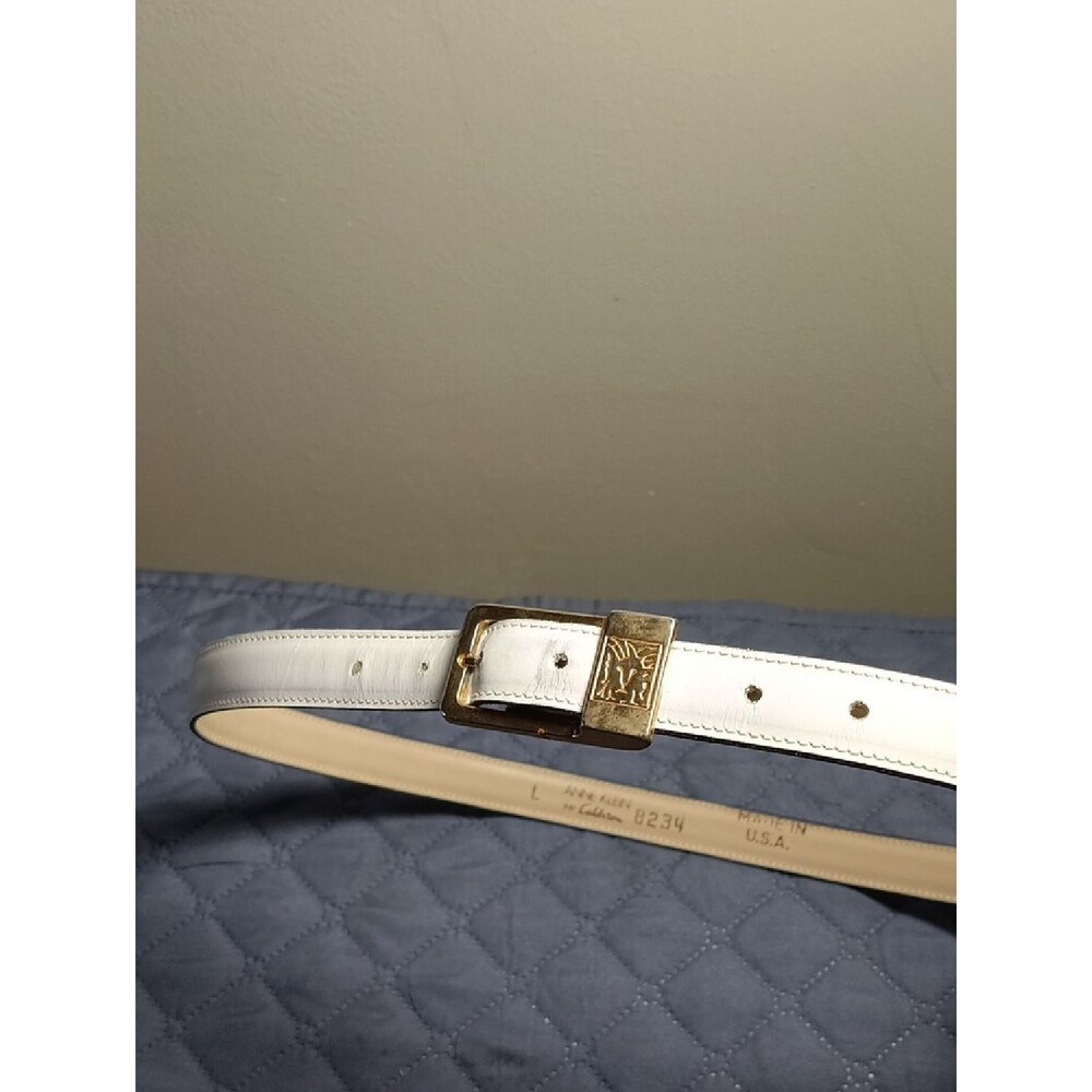 Anbe Klein White Slim Belt Gold Color Buckle